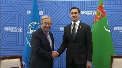 Президент Туркменистана встретился с Генеральным секретарём ООН в Авазе