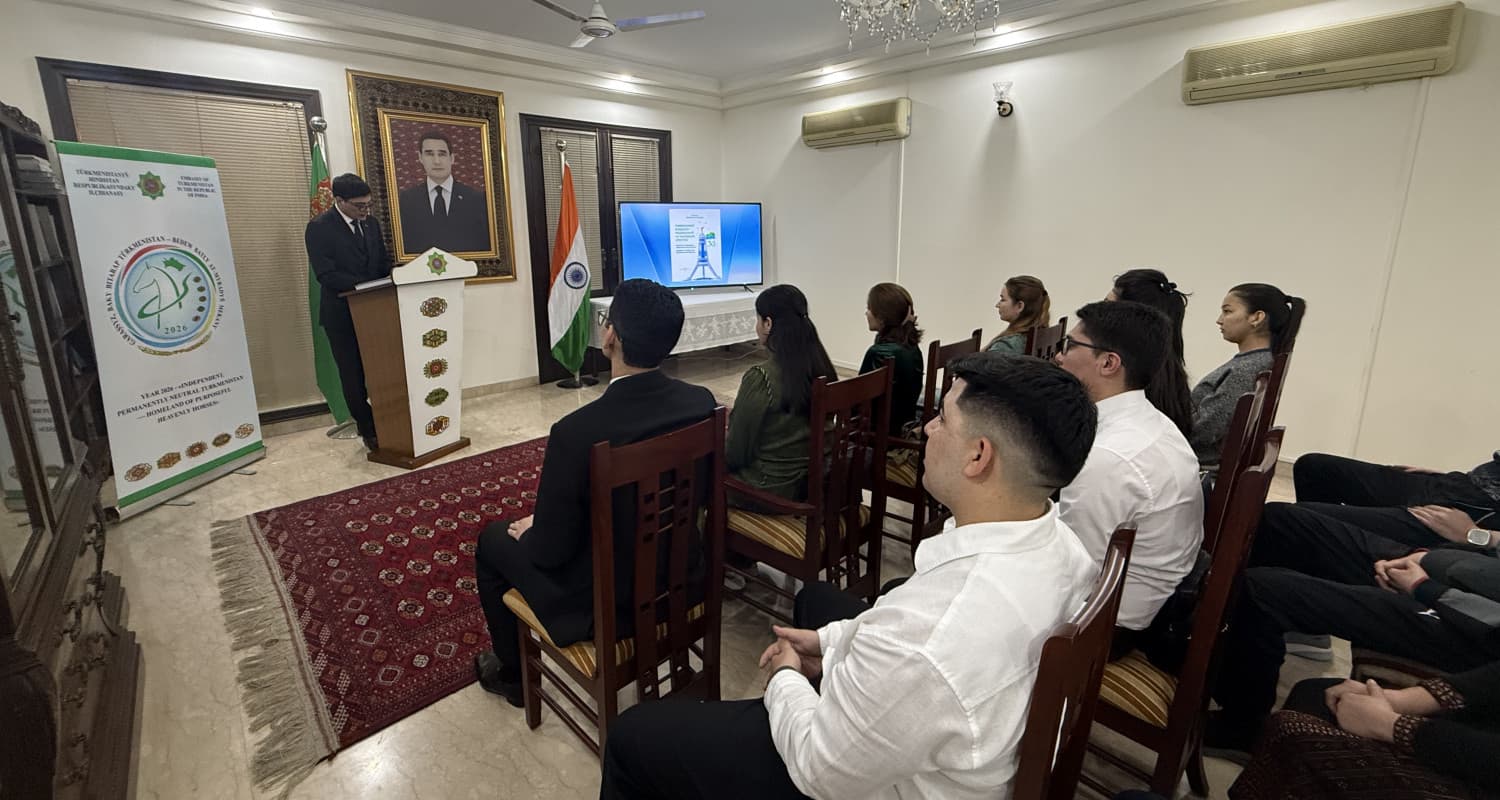 Nýu-Deli şäherinde Türkmenistanyň Prezidentiniň täze kitaby we 2026-njy ýylyň şygary mynasybetli geçirilen çäre