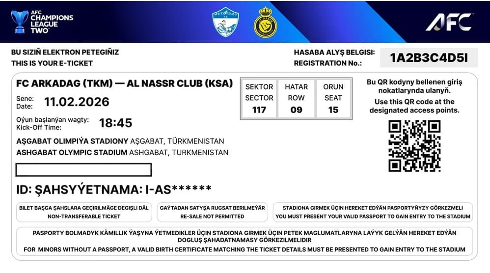 «Arkadag» — «Al-Nassr»: Raqamli chiptalar stadionga tez va qulay kirishni ta’minlaydi