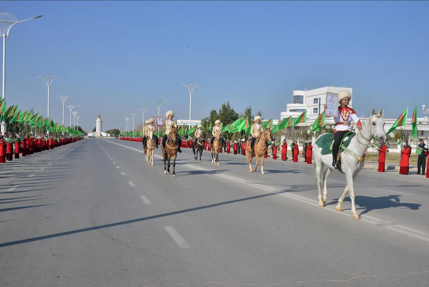A Ceremony with the Participation of the "Galkynyş" National Equestrian Games Group Was Held in Turkmenabat