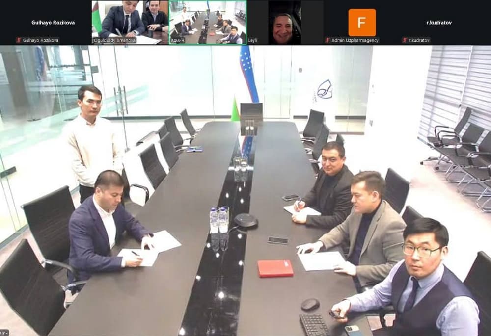 Turkmen Company and Uzbek Pharmaceutical Institutions Sign Cooperation Agreement — Videoconference between Uzbek pharmaceutical institutions and the Turkmen company Altyn Kanun (Photo: uzpharmagency.uz)