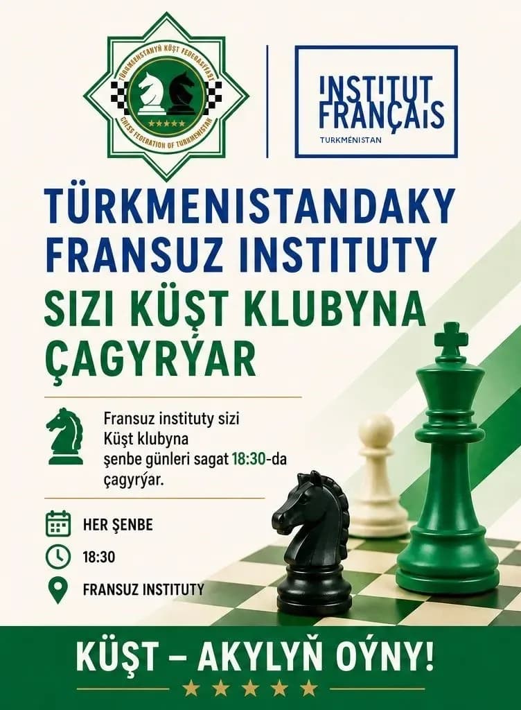 Aşkabat'ta Yeni Bir Satranç Kulübü Kapılarını Açıyor