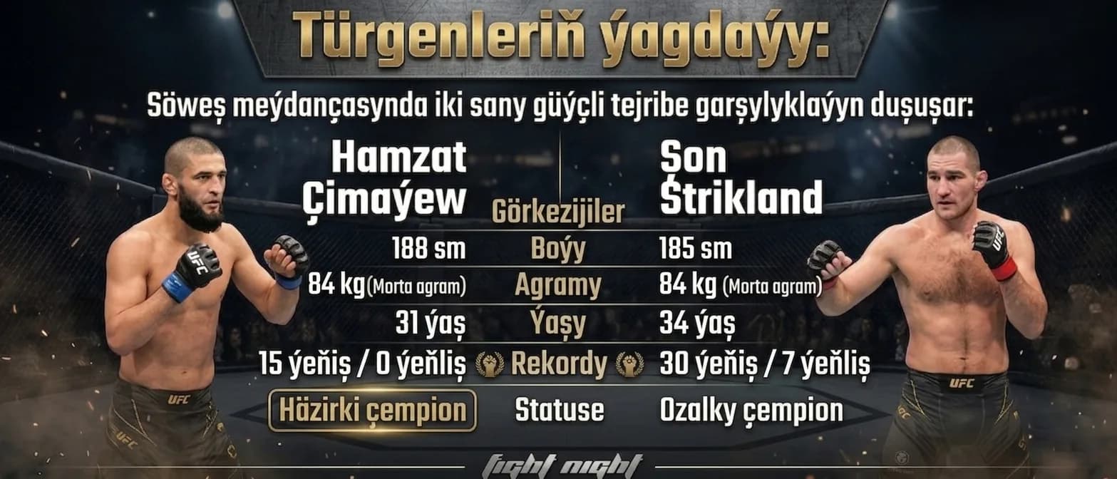 Hamzat Çimaýew çempionlyk guşagyny goraýar: Şon Strikland bilen garaşylýan tutluşyk