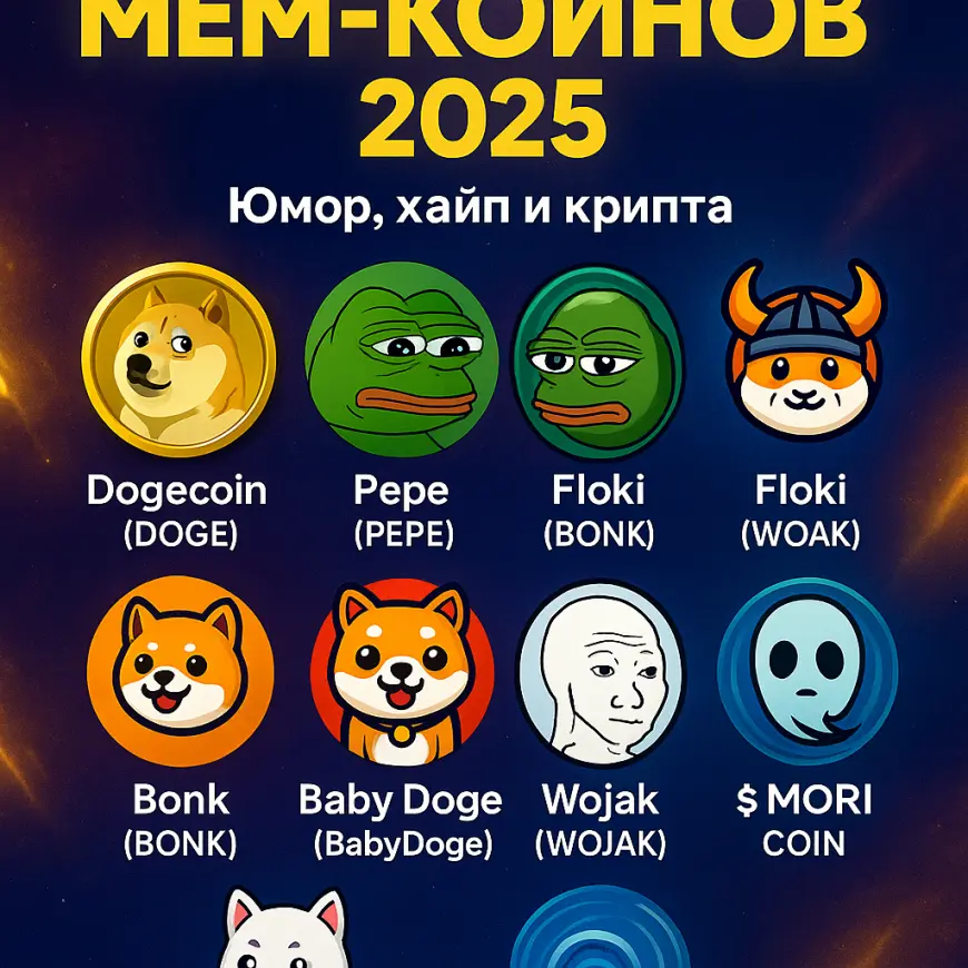 ТОП-10 популярных мем-койнов в мире: юмор, крипта и хайп 2025
