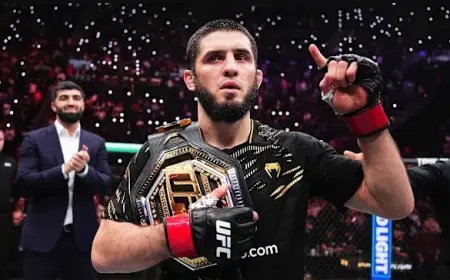 Islam Mahaçew Jek Della Maddalenany ýeňip, UFC-niň ýarym orta agramdaky täze çempiony boldy: ýylyň söweşi baradaky doly syn